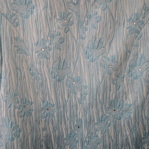 ISABEL Elegant Formal Jacket Turquoise White Rhinestones “Feather” Trim Like New - Picture 5 of 11